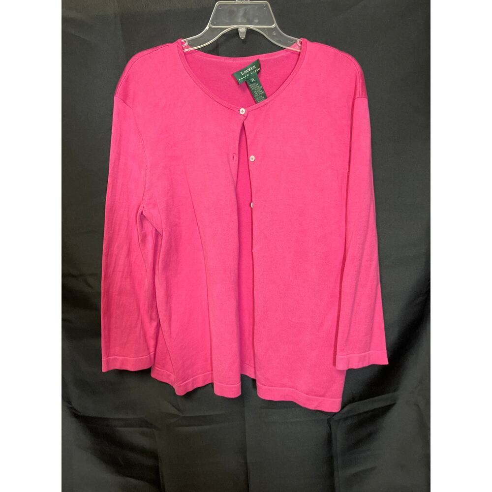 Women's Lauren Ralph Lauren Pink Button Down Silk Blend Cardigan XL